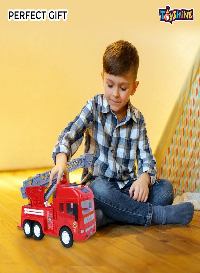 Toyshine 12 inches Oversized Friction Fire Station Rescue Truck Construction Vehicle Toy for Kids, Red- B - Image 4